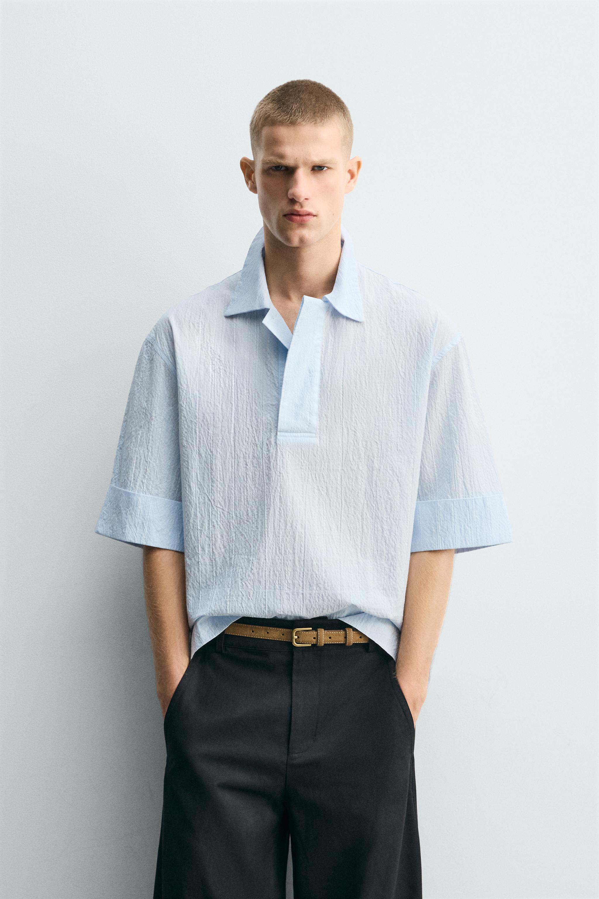 TEXTURED BOXY FIT POLO SHIRT